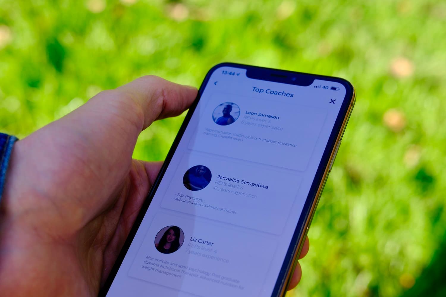 HealthPOD app showing a list of health professionals on a phone