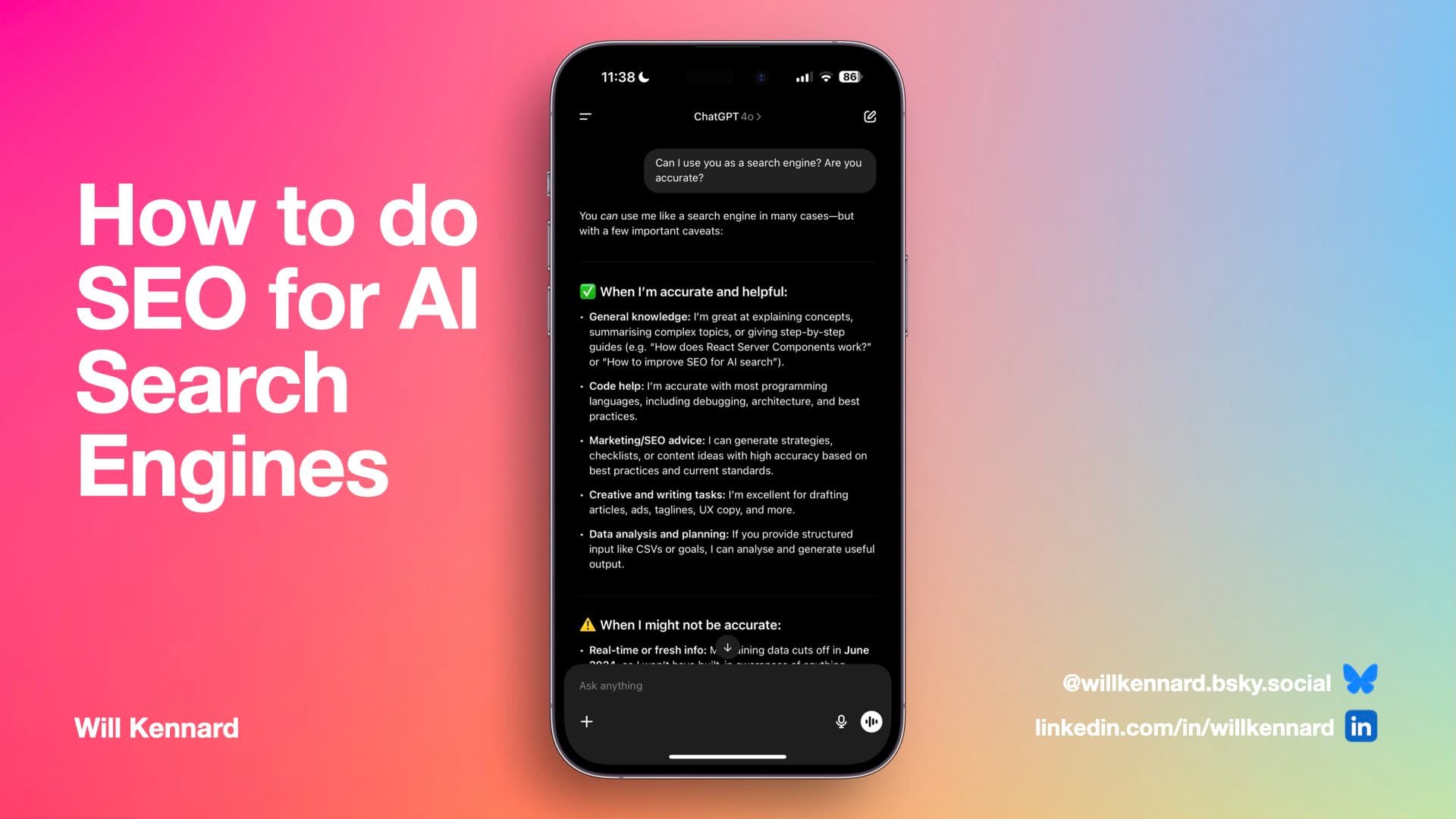 How to do SEO for AI Search Engines, alongside a phone displaying ChatGPT.